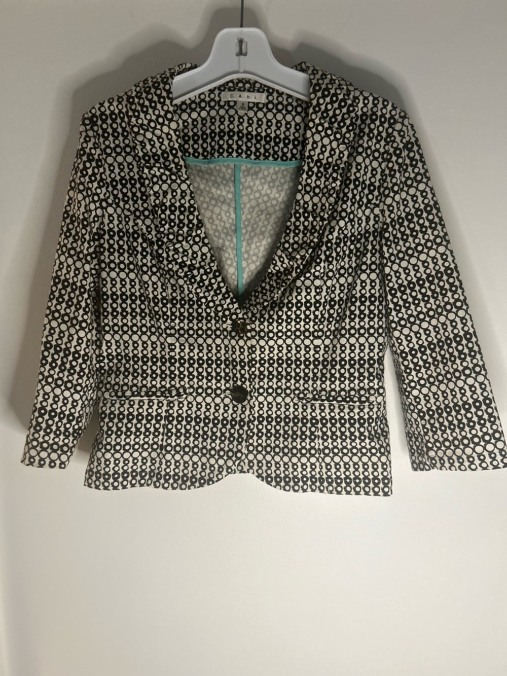 Cabi Du Jour Jacket (Style #298) Black and White Cropped Size 8